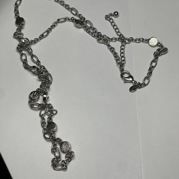 Chico's silver tone necklace signed costume jewelry classic simple trendy - Picture 5 of 16